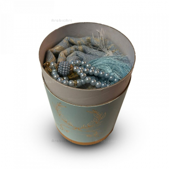 coffret-cadeau-priere-tapis-et-chapelet-de-luxe-boite-ronde-doree-bleu-ciel-2.png