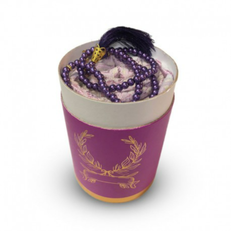coffret-cadeau-priere-tapis-et-chapelet-de-luxe-boite-ronde-doree-fushia-1.png