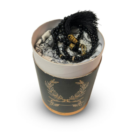 coffret-cadeau-priere-tapis-et-chapelet-de-luxe-boite-ronde-doree-noir-1.png