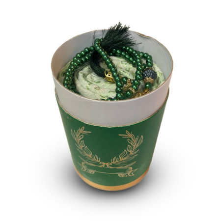 coffret-cadeau-priere-tapis-et-chapelet-de-luxe-boite-ronde-doree-vert-1.png